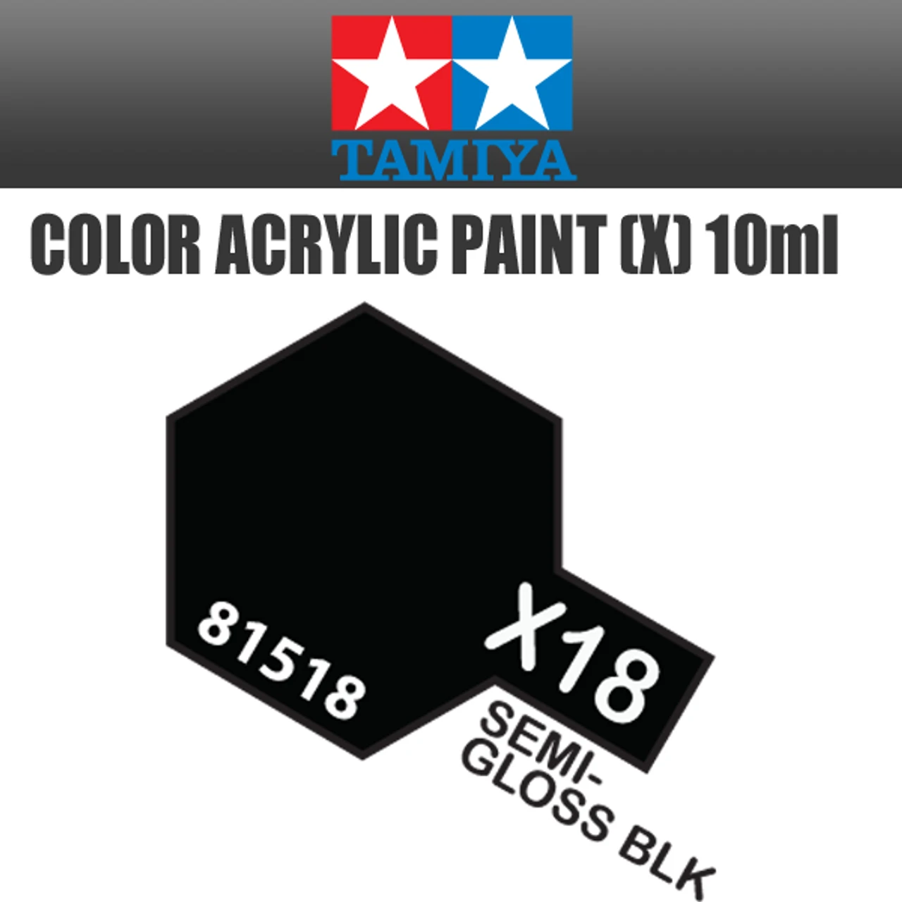 Tamiya 81518 - Acrylic Mini X-18 Semi-Gloss Black - 10ml Bottle 3 Tamiya 81518 - Acrylic Mini X-18 Semi-Gloss Black - 10ml Bottle