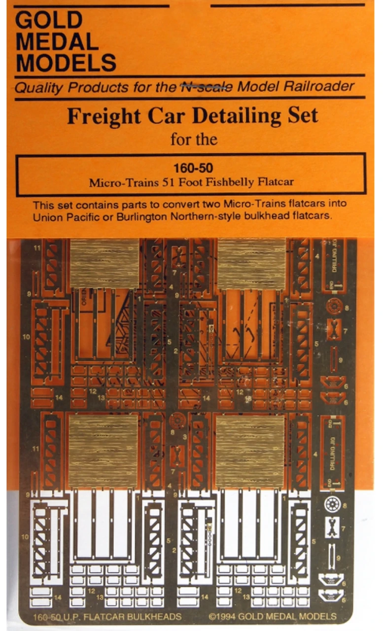 Gold Medal Models 160-50 - UP/BN Style Bulkheads For Micro-Trains 51' Flatcar - N Scale 3 Gold Medal Models 160-50 - UP/BN Style Bulkheads For Micro-Trains 51' Flatcar - N Scale