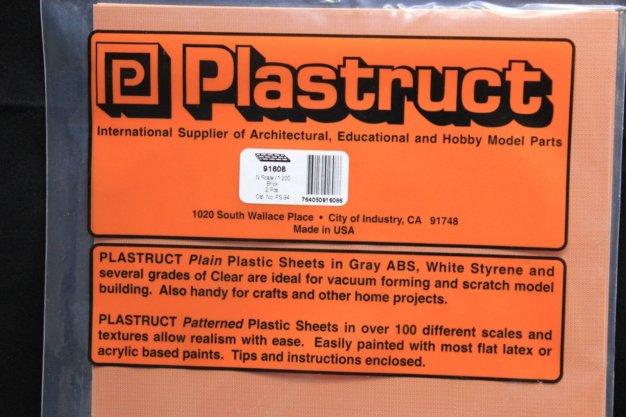 N Scale Plastruct - Brick Sheet 91608 (2 Pcs) 3 N Scale Plastruct - Brick Sheet 91608 (2 Pcs)