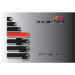 AFX Racing 70600 - Straight, 15" 2 Pieces - HO Scale