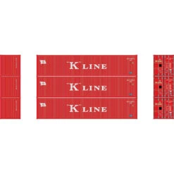 Athearn 17393 - 40' Corrugated Low-Cube Container (3) Kawasaki Kisen Kaisha, Ltd (K Line) - N Scale