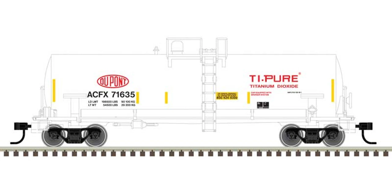 Atlas 50006153 - ACF 14,000-Gallon Kaolin Tank Car Dupont (ACFX) 71623 - N Scale 3 Atlas 50006153 - ACF 14,000-Gallon Kaolin Tank Car Dupont (ACFX) 71623 - N Scale