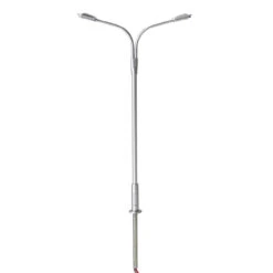 Atlas 70000154 - Double Arm Streetlight, SILVER, COOL WHITE LED (3-PACK) - N Scale