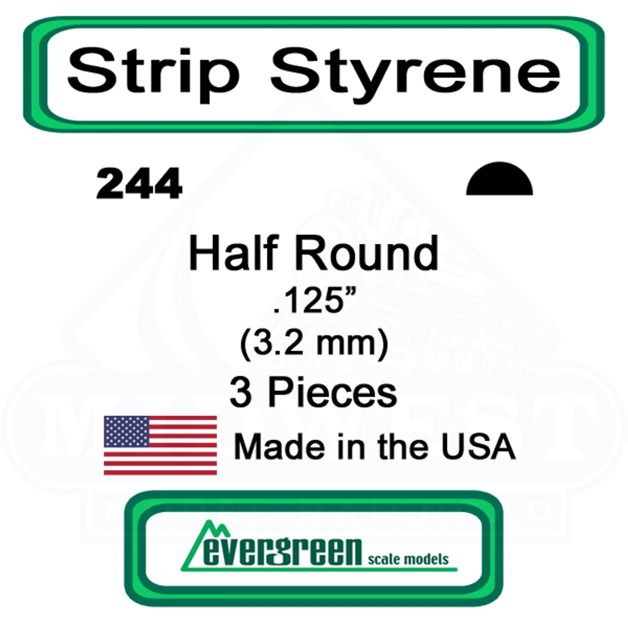 Evergreen 244 - Half Round .125" 3 Evergreen 244 - Half Round .125"