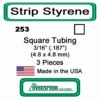Evergreen 253 - Square Tubing 3/16" (.188) -Vallejo Sales Store evg253 28723.1671411066