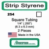Evergreen 254 - Square Tubing 1/4" (.250) -Vallejo Sales Store evg254 75097.1671411067