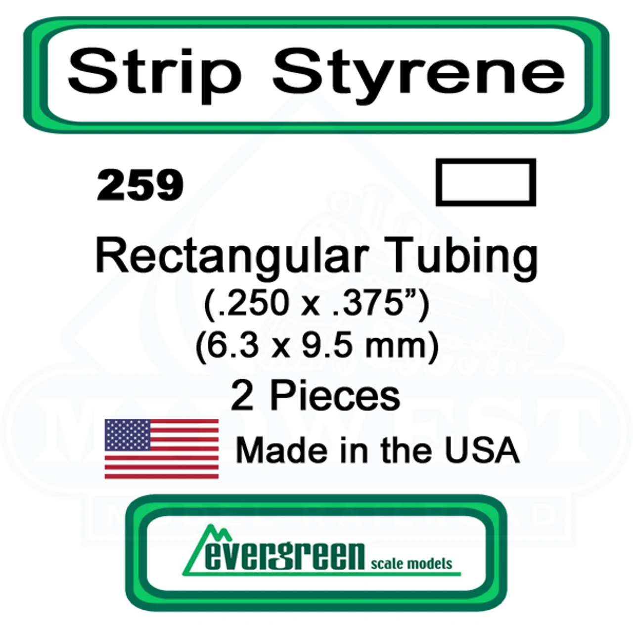 Evergreen 259 - Rectangular Tubing .250 X .375" 3 Evergreen 259 - Rectangular Tubing .250 X .375"