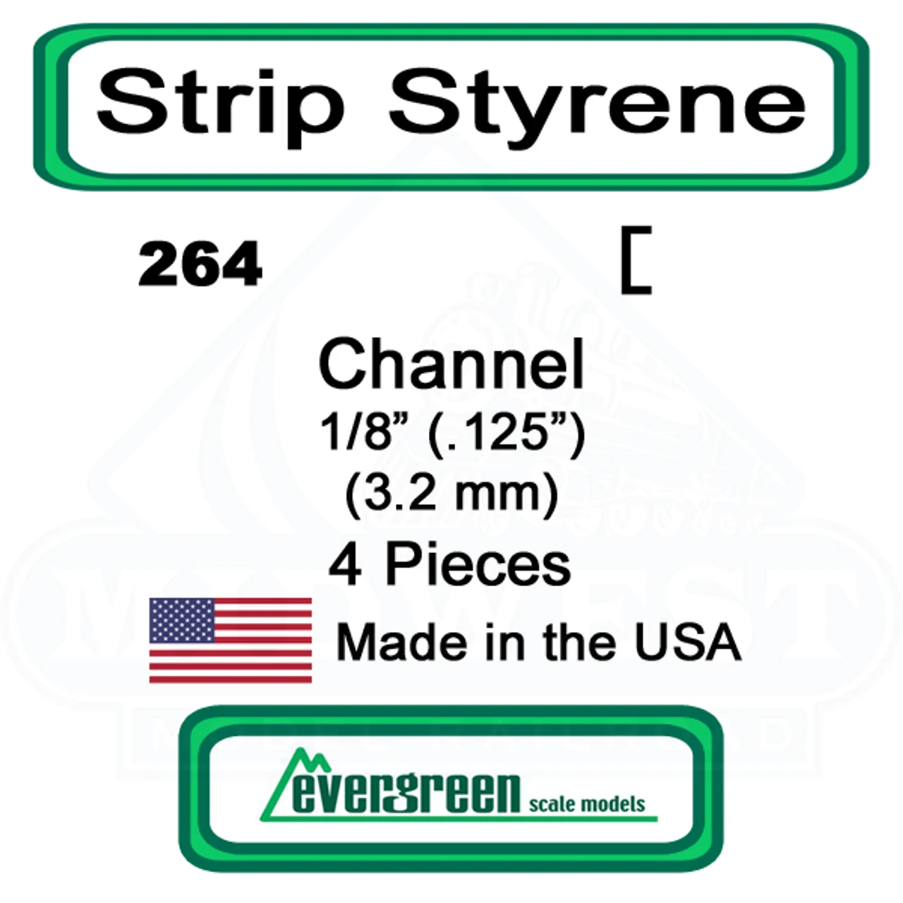 Evergreen 264 - Styrene Channel .125" 3 Evergreen 264 - Styrene Channel .125"