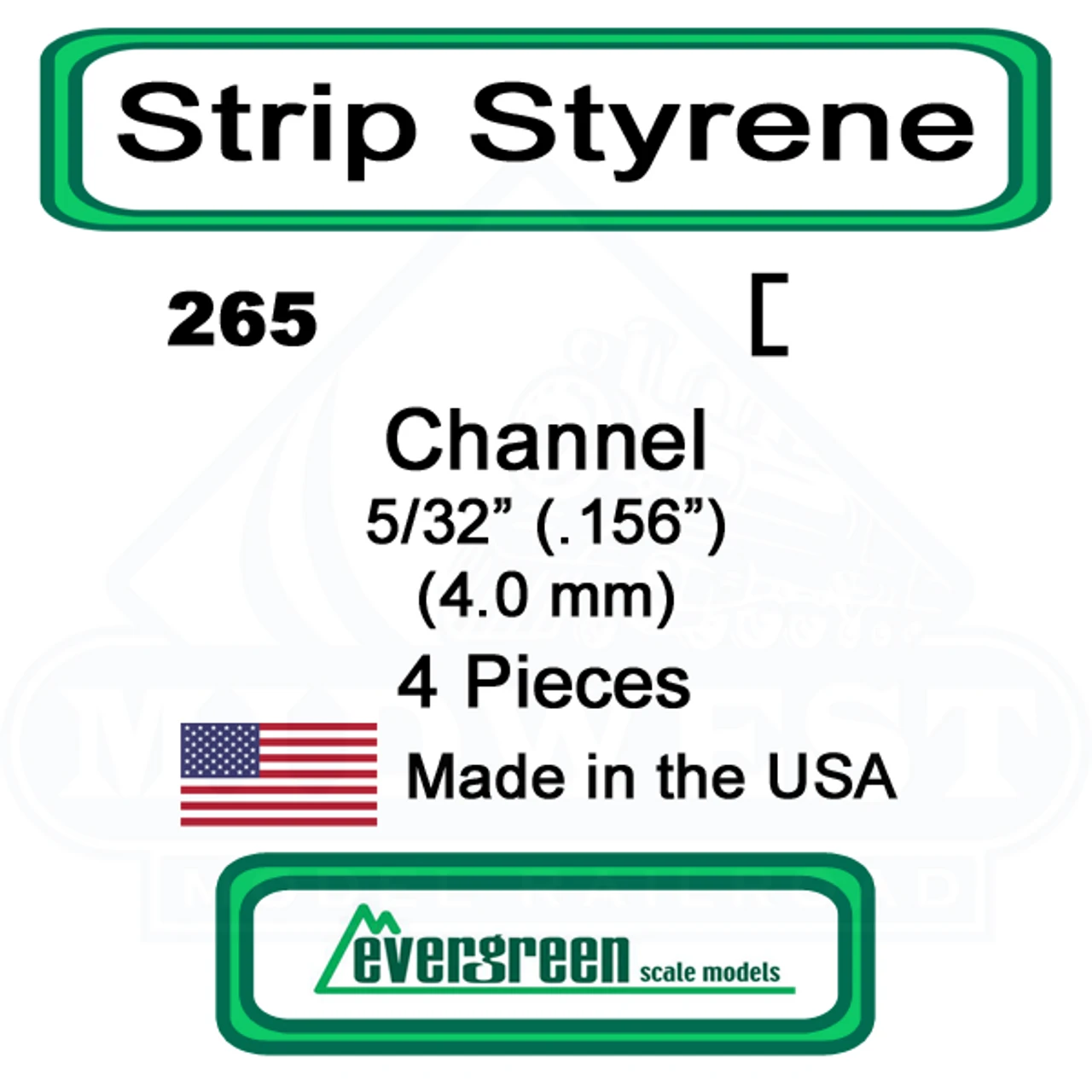 Evergreen 265 - Styrene Channel .156" 3 Evergreen 265 - Styrene Channel .156"