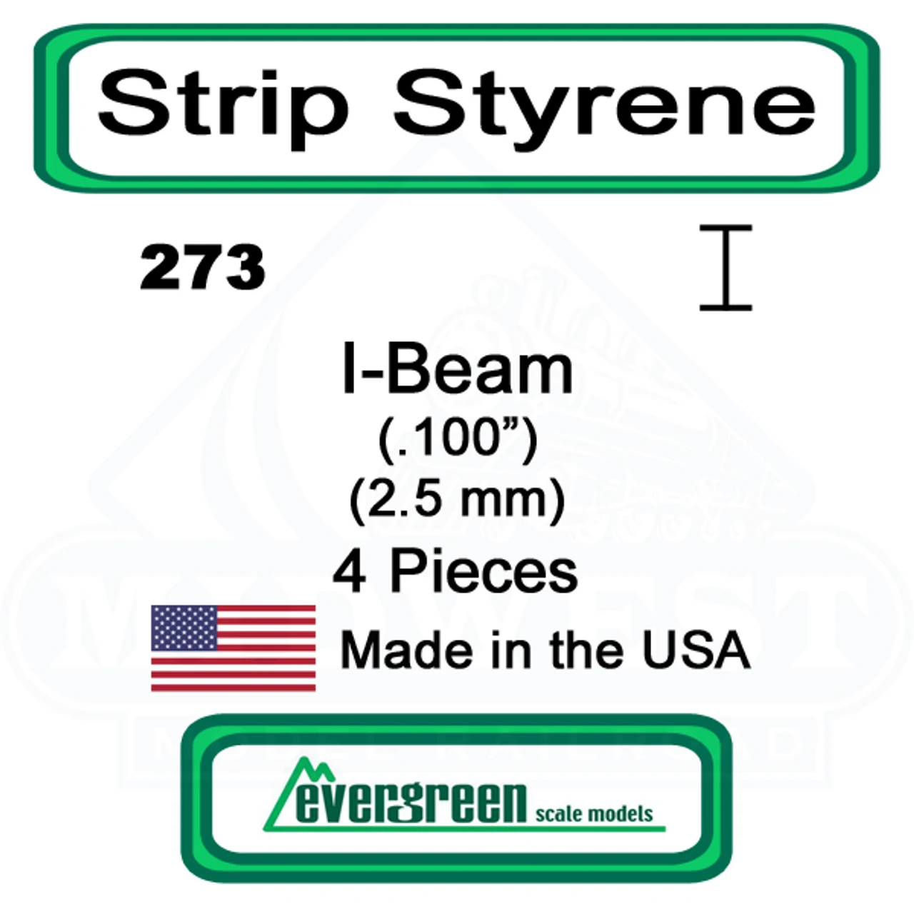 Evergreen 273 - Styrene I-Beam .100 3 Evergreen 273 - Styrene I-Beam .100