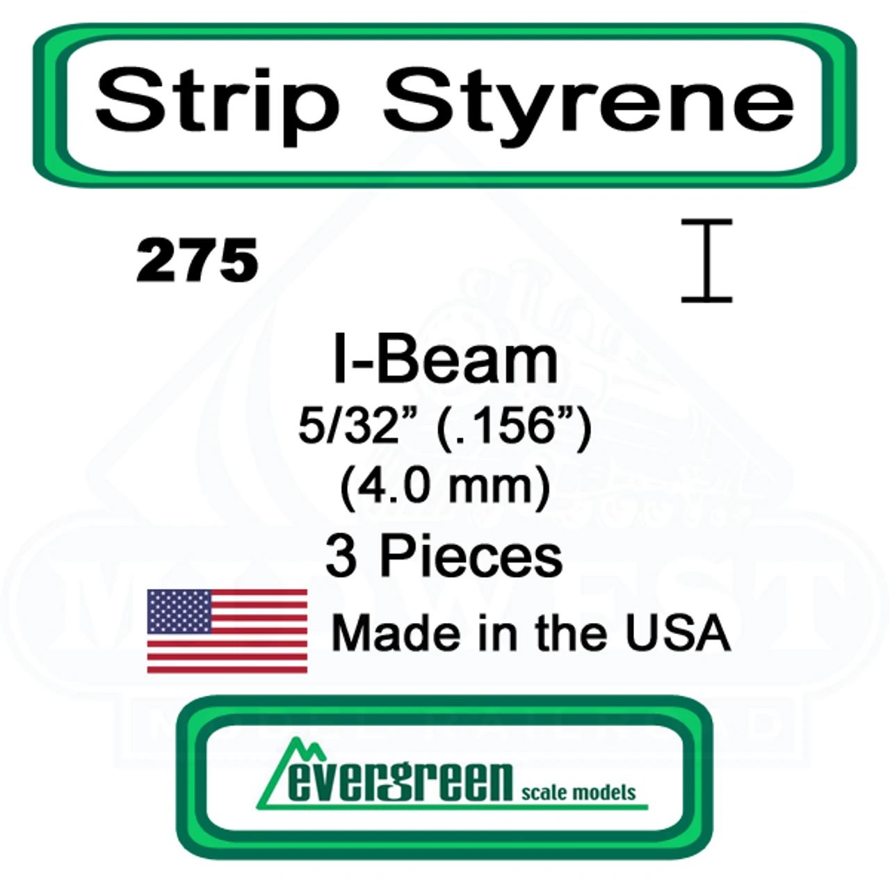 Evergreen 275 - Styrene I-Beam .156" 3 Evergreen 275 - Styrene I-Beam .156"