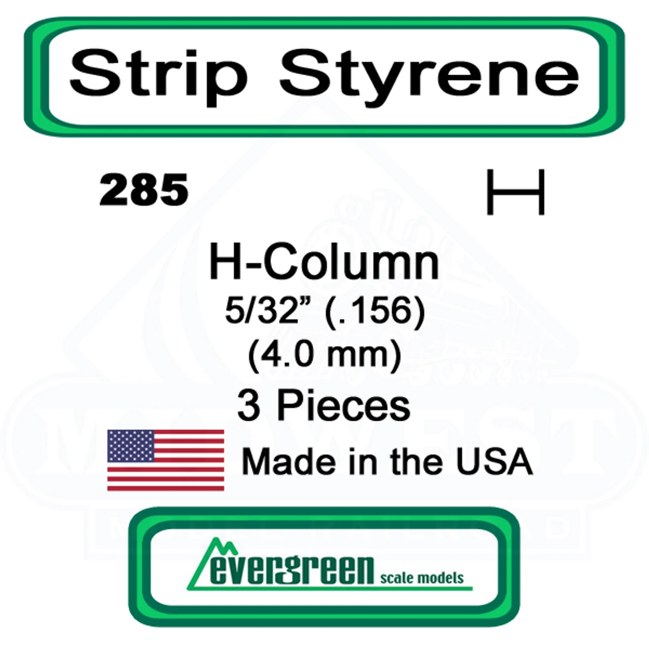 Evergreen 285 - Styrene H-Columns (Wide Flange Beams) .156" 3 Evergreen 285 - Styrene H-Columns (Wide Flange Beams) .156"