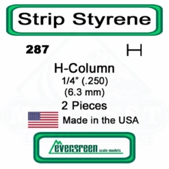 Evergreen 287 - Styrene H-Columns (Wide Flange Beams) .250"