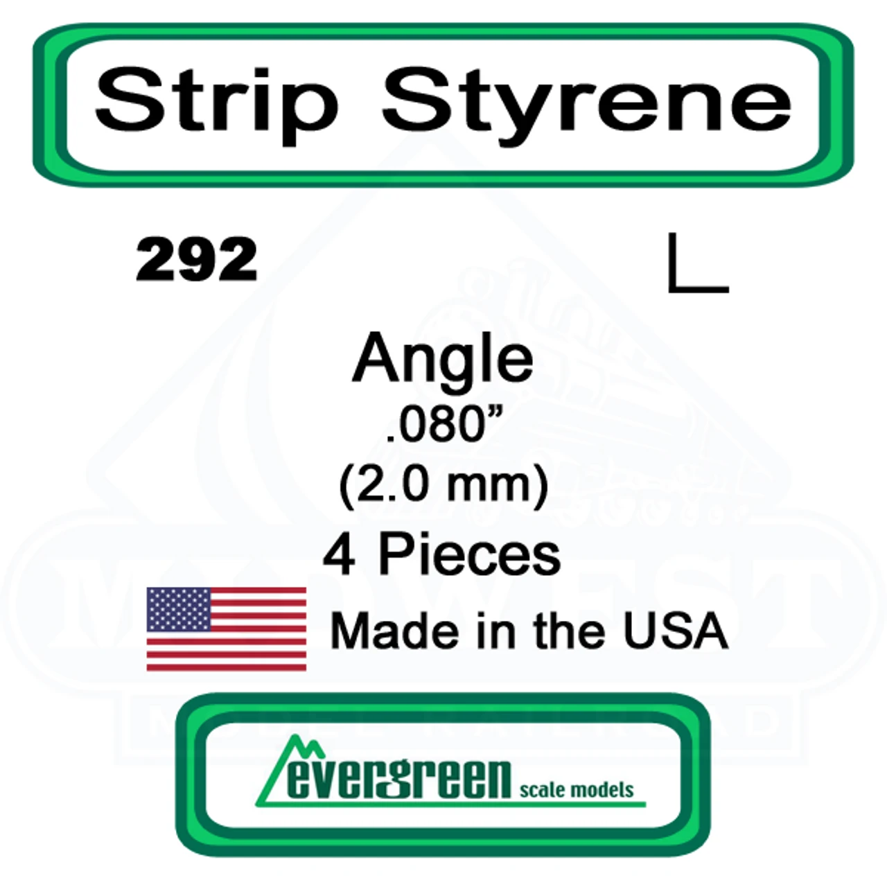 Evergreen 292 - Styrene Angle .080" 3 Evergreen 292 - Styrene Angle .080"