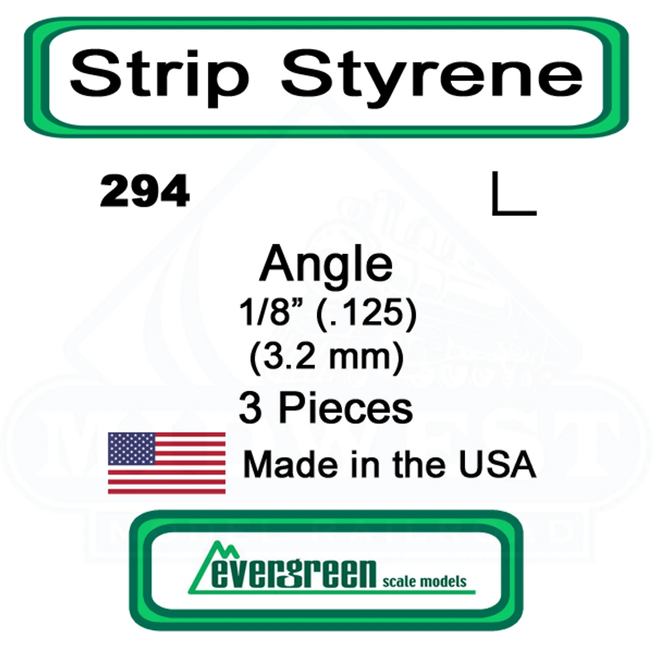 Evergreen 294 - Styrene Angle .125" 3 Evergreen 294 - Styrene Angle .125"