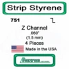 Evergreen 751 - Styrene Z Channel .060" -Vallejo Sales Store evg751 58108.1671411077