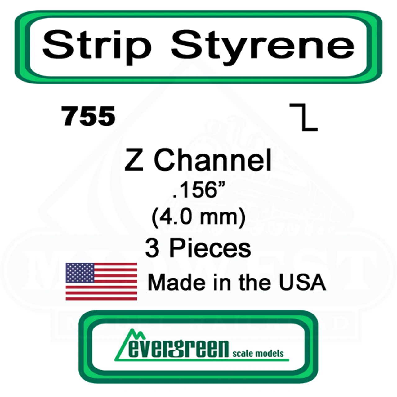 Evergreen 755 - Styrene Z Channel .156" 3 Evergreen 755 - Styrene Z Channel .156"