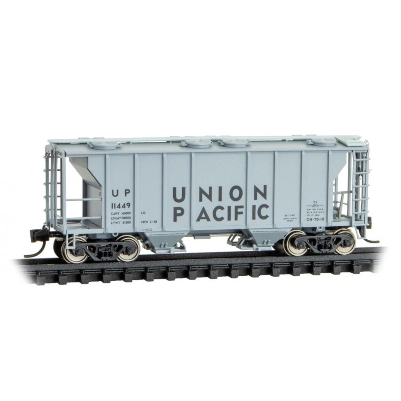 Micro-Trains Line 09500031 - PS-2 2-bay Covered Hopper Union Pacific (UP) 11443 - N Scale 3 Micro-Trains Line 09500031 - PS-2 2-bay Covered Hopper Union Pacific (UP) 11443 - N Scale