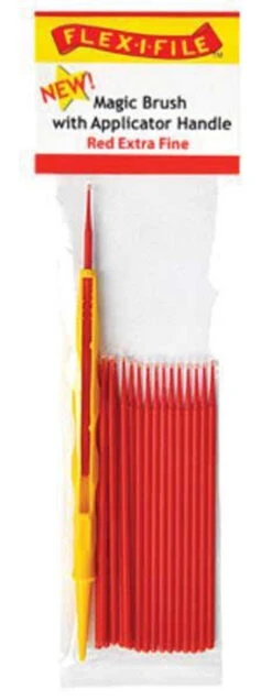 Flex-i-File M929007 - Magic Brush - Extra Fine & 1 Applicator Handle/Holder (red) Pkg(18)