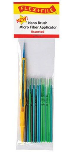 Flex-i-File NB06 - Nano Brush Assortment - Assorted Tips & 1 Applicator Handle/Holder (yellow) Pkg(24)