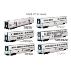 Kato 10-1789-1 - Superliner Phase VI 6 Car Set (Interior Lighting Installed) Amtrak (AMTK) - N Scale