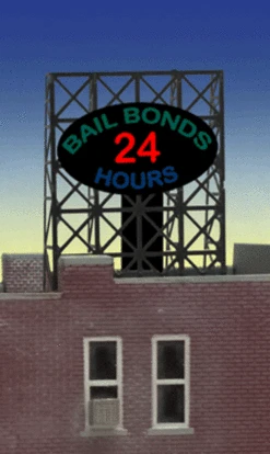 Miller Engineering 338880 - Animated Bail Bonds Billboard - N Or Z Scale