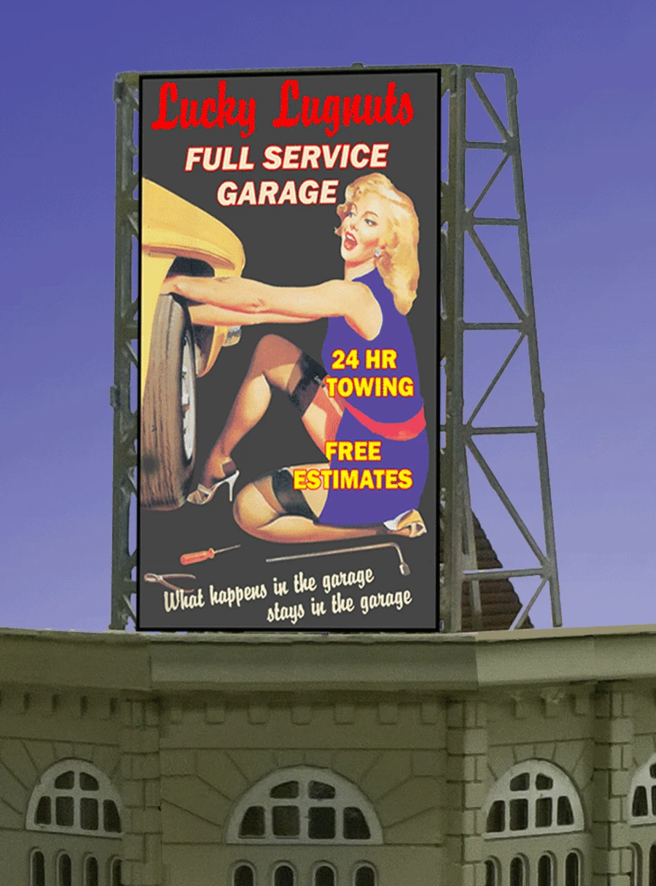 Miller Engineering 339040 - Animated Lugnuts Billboard - N Or Z Scale 3 Miller Engineering 339040 - Animated Lugnuts Billboard - N Or Z Scale