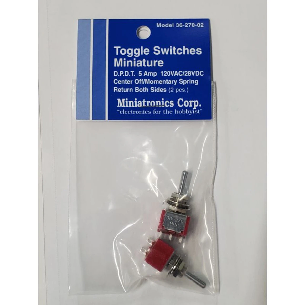 Miniatronics Corp. 36-270-02 - Mini Return To Middle Toggle Switches (2) DPDT 5 Amp 120 V - 3 Miniatronics Corp. 36-270-02 - Mini Return To Middle Toggle Switches (2) DPDT 5 Amp 120 V -