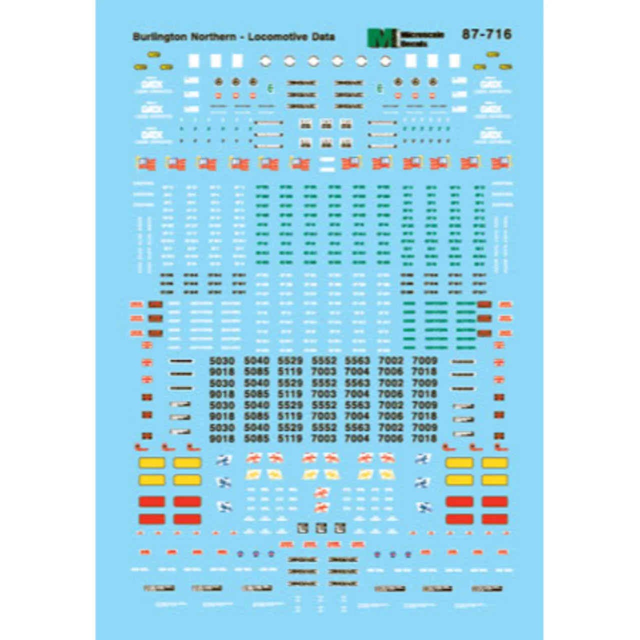 Microscale 87-716 - Railroad Decal Set: Diesel Locomotive Data 1980-1996 Burlington Northern (BN) - HO Scale 3 Microscale 87-716 - Railroad Decal Set: Diesel Locomotive Data 1980-1996 Burlington Northern (BN) - HO Scale