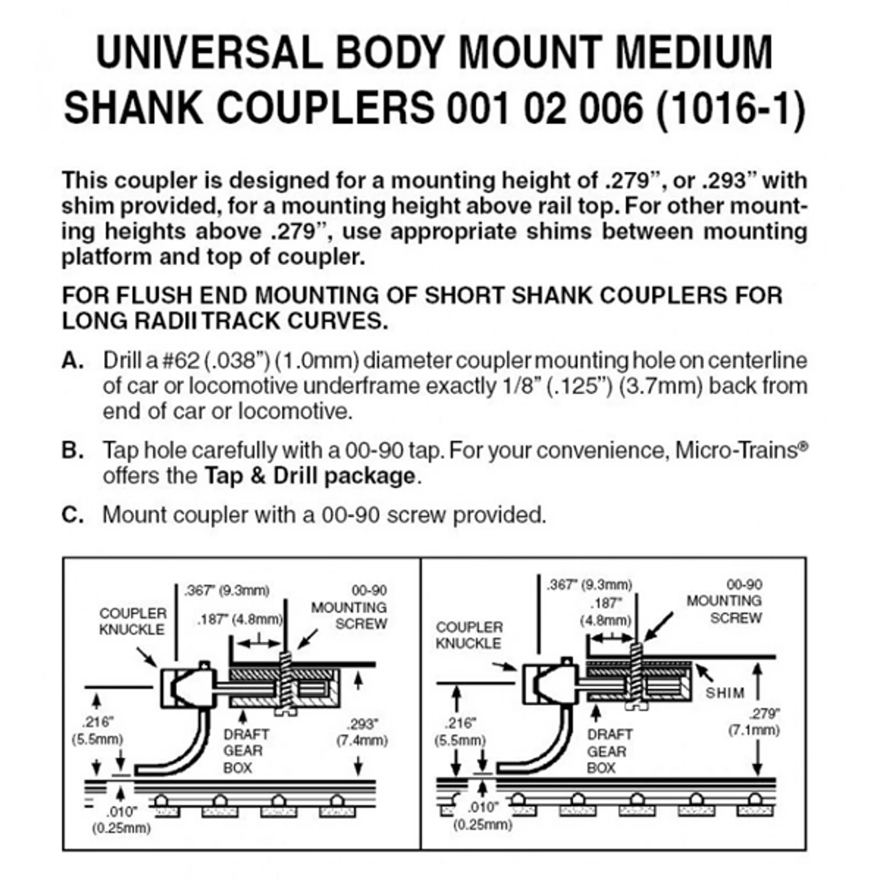 Micro-Trains 00102006 - Universal Body Mount Medium Shank Couplers - N Scale 3 Micro-Trains 00102006 - Universal Body Mount Medium Shank Couplers - N Scale