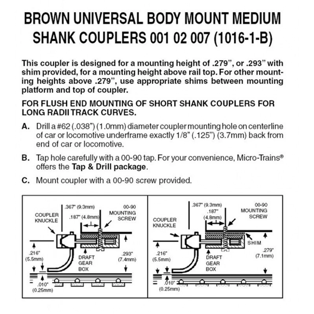 Micro-Trains 00102007 - Brown Universal Body Mount Couplers Medium Shank Assembled 3 Micro-Trains 00102007 - Brown Universal Body Mount Couplers Medium Shank Assembled