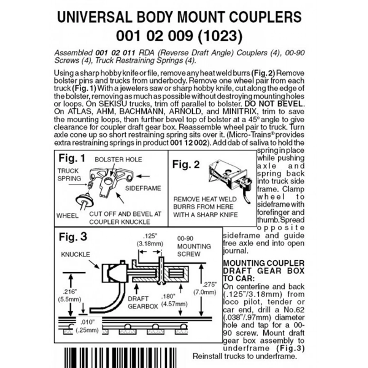 Micro-Trains 00102009 - Universal Body Mount Couplers, Reverse Draft Angle - N Scale 3 Micro-Trains 00102009 - Universal Body Mount Couplers, Reverse Draft Angle - N Scale