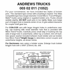 Micro-Trains 00325011 - Andrews Trucks With Short Extension Couplers - Brown (1052-10-B) 10 Pair