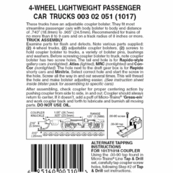 Micro-Trains 00302051 - 4-Wheel Passenger Car Trucks With Adjustable Couplers (1017) 1 Pair