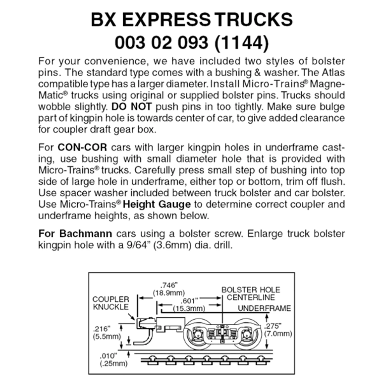 Micro-Trains 00302093 - BX Express Trucks With Medium(+) Extension Couplers (1144) 1 Pair 3 Micro-Trains 00302093 - BX Express Trucks With Medium(+) Extension Couplers (1144) 1 Pair