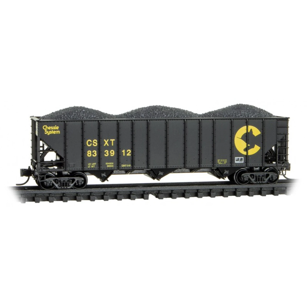 Micro-Trains Line 10800441 - 100-Ton 3-Bay Open Hopper W/ Coal Load CSX (CSXT) 833912 - N Scale 3 Micro-Trains Line 10800441 - 100-Ton 3-Bay Open Hopper W/ Coal Load CSX (CSXT) 833912 - N Scale