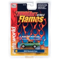 Auto World SC353-3 - Thunder Jet Ultra G Flames - R29 1958 Plymouth Fury - HO Scale