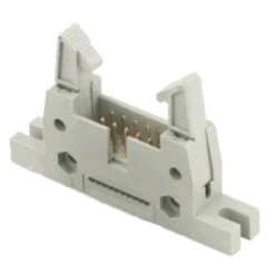 RR-CirKits, Inc IDC-M10-Latchx10 - Header, IDC,2.54mm 10 Pin, Male Box Header Flat Cable Connector, Mounting Ear, Shrouded, With Latch, Package Of 10 - Multi Scale