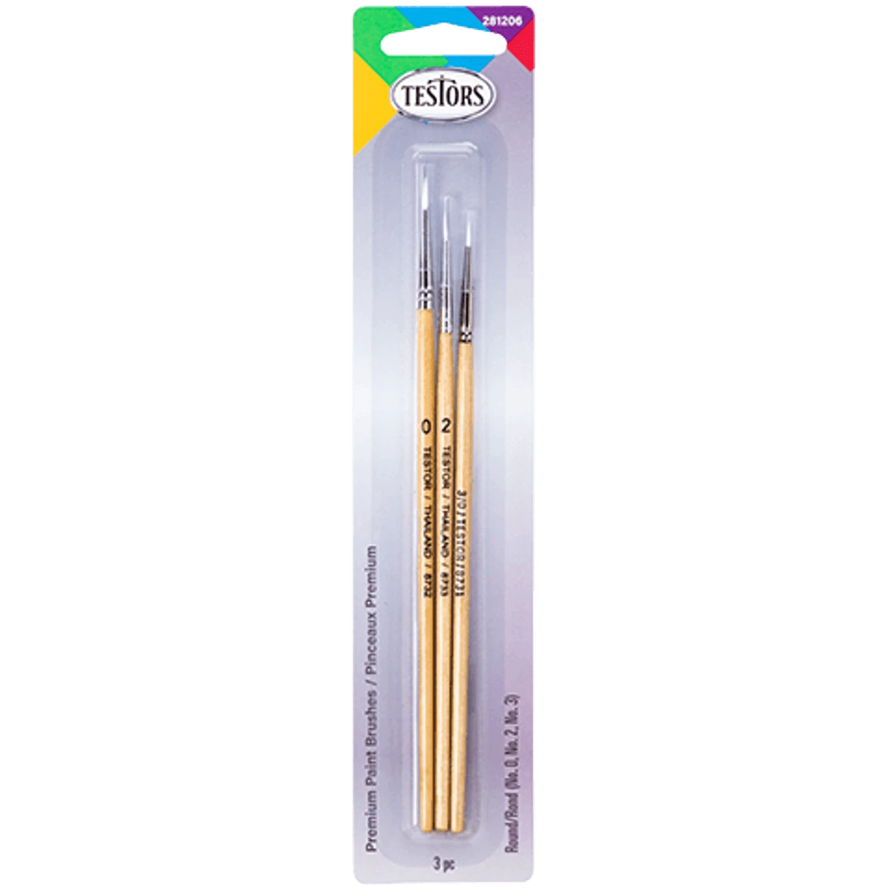 Testors 281206 - Premium Paint Brushes - Round (#0, #2, #3) 1-each - Multi Scale 3 Testors 281206 - Premium Paint Brushes - Round (#0, #2, #3) 1-each - Multi Scale