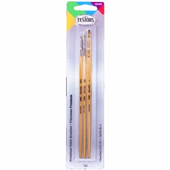 Testors 281207 - Premium Paint Brushes - Round (10/0, 5/0) Flat (#1) 1-each - Multi Scale