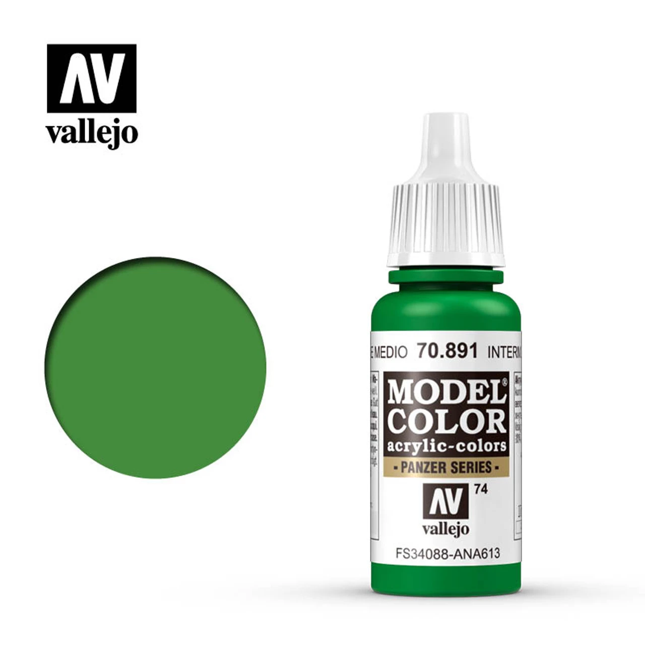 Vallejo Model Color #74 17ml - 70-891 Intermediate Green 3 Vallejo Model Color #74 17ml - 70-891 Intermediate Green