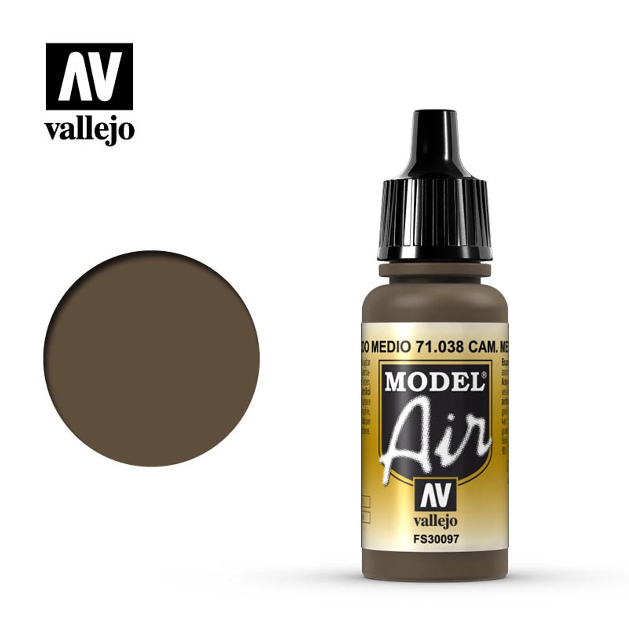 Vallejo Model Air 71-038 Camouflage Medium Brown 17 Ml Bottle 3 Vallejo Model Air 71-038 Camouflage Medium Brown 17 Ml Bottle
