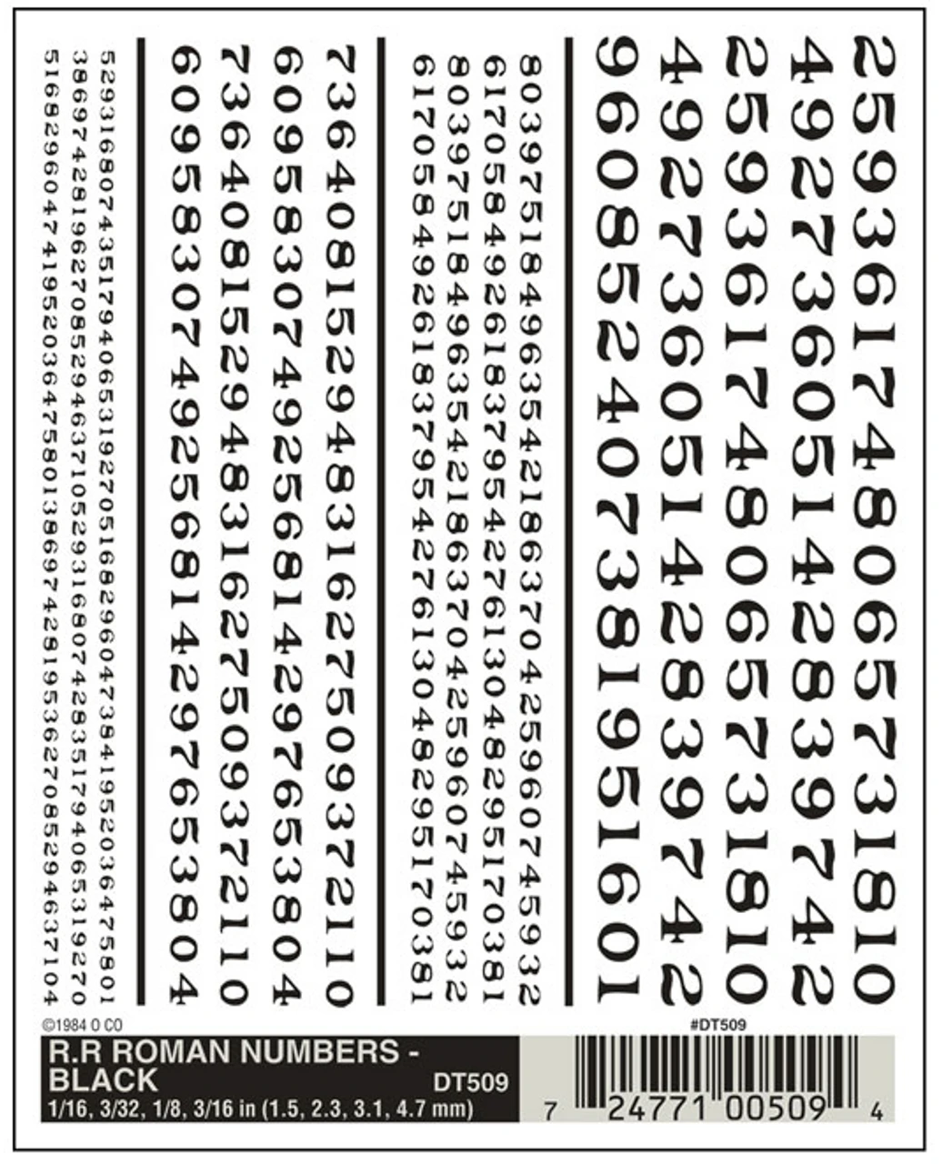 Woodland Scenics #509 - RR Roman Numbers Black 3 Woodland Scenics #509 - RR Roman Numbers Black