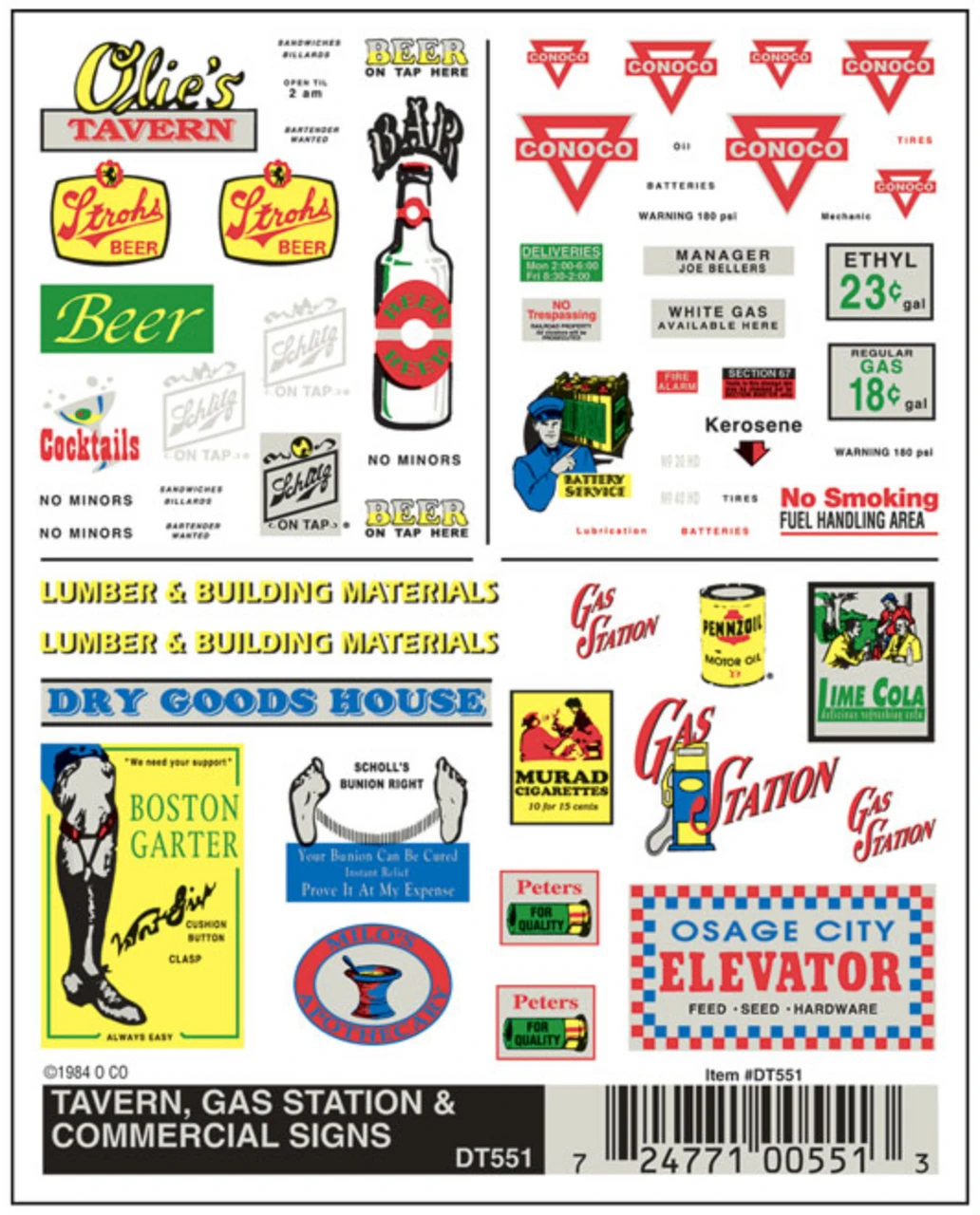 Woodland Scenics #551 - Tavern, Gas Station And Commercial Signs 3 Woodland Scenics #551 - Tavern, Gas Station And Commercial Signs